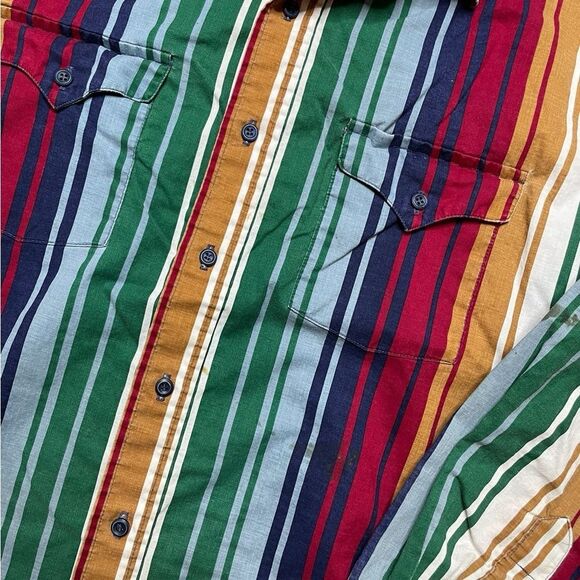 Vintage Panhandle Slim Red and Green Casual Button Down Shirt Size Large - Picture 4 of 10